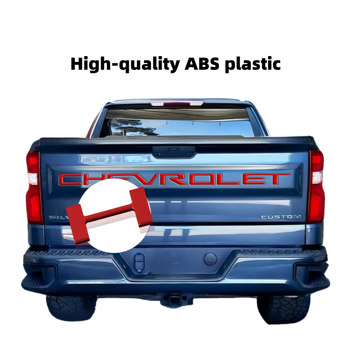 3D Chrome Silver Tailgate Letters Insert for Chevrolet Silverado 1500-2500 (2019-2025) Vehicles, Durable ABS Plastic Matte Black Emblem, Weatherproof 3M Self-Adhesive, Easy-Install Car Exterior Accessories with Head-Turning Stealthy Dominance Upgrade