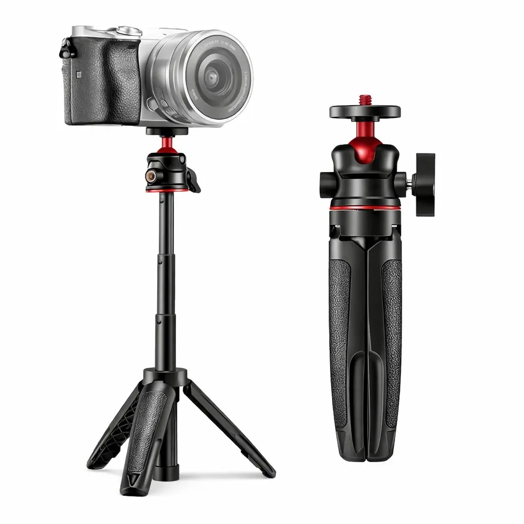 Mini Extendable, Portable Foldable Desktop, Cell Phone, Convenient Tripod, Camera Accessories, Photography Tool, 1/4" Screw Mount, Adjustable Stable Stand for Phone, Camera, Gopro, Microphone & LED Light