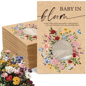 50Pcs Wildflower Seed Pockets Baby in Bloom Kraft Envelopes with Window Resealable Rustic Floral Seed Storage Pockets for Garden Office Party Favors Supplies