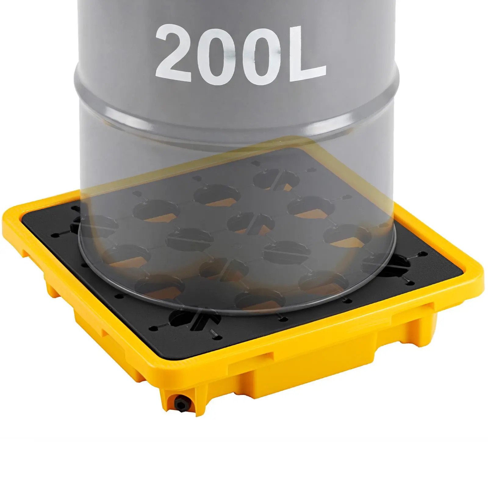 【SummerFinds】VEVOR Spill Containment Pallet, 1 Drum Low Profile Spill Containment Modular Platform, 11.4 Gallon Sump, 1543 lbs Load Capacity, Heavy-Duty Polyethylene Tray with Drain, 26.4" x 26.6" x 5.9", Yellow