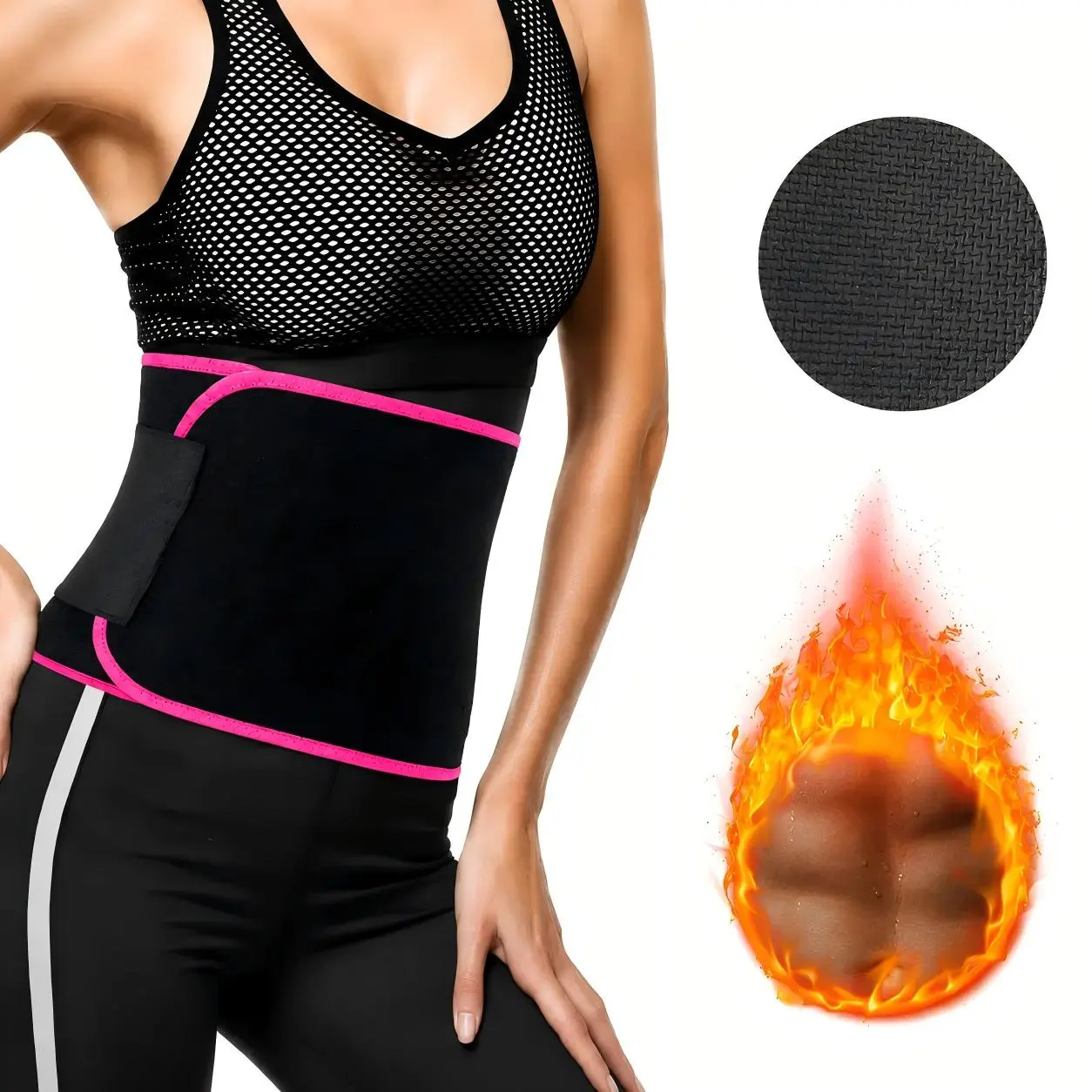 Trainer for Women and Men - Sweat Band Waist Trainer Belt for High-Intensity Training and Gym Workouts, Adjustable Sizes - Pink