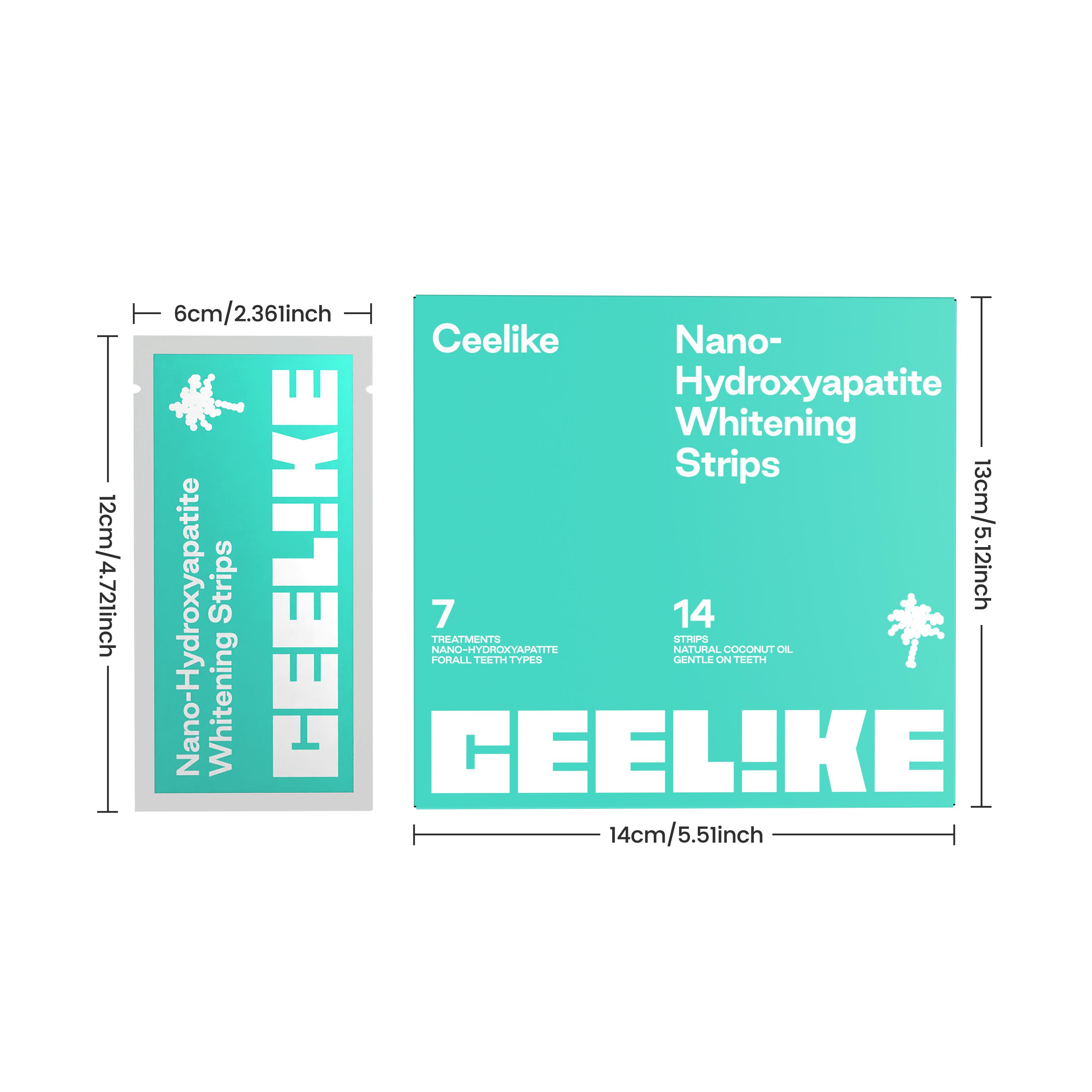 Ceelike 7-Day Teeth Brightener Strips for Adults, Enamel-Safe Hydroxyapatite Oral Care Teeth Whitener, Non-Sensitive Coconut-Infused Selfcare Product for Refreshedlook