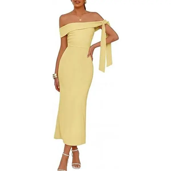 MEROKEETY Women's Summer Off The Shoulder Maxi Dress 2026 Bodycon Wedding Guest Cocktail Formal Party Long Dresses