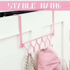 Heart Door Hook with 5 Hooks, No Drilling Design, Ideal for Bedroom Storage, Shower Towel Hooks, Hang Towels, Bathrobes, Coats, Space-Saving Solution