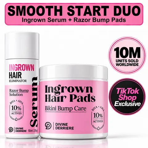 [Divine Derriere] Smooth Start Duo ｜ Ingrown Hair Serum + Razor Bump Pads ｜ Bikini Line & After-Shave Body Care Set