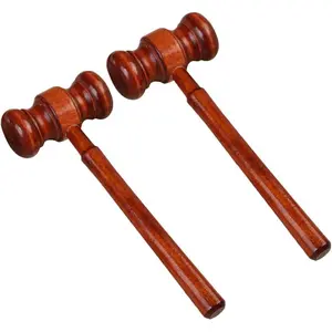 2 Pcs Wooden Judge Gavels Auction Court Hammer Props Judge Costume Accessories for Lawyer Courtroom Desk Workspace Organizers 3.2 x 6.7 x 17.4 cm