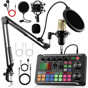Podcast Equipment Bundle, Podcast Equipment with BM-800 Microphone(ld) & F998 Sound Card, Recording Studio Equipment for Podcasting, Singing, Gaming, and Live Streaming YouTube