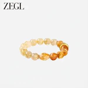 ZEGL Citrine Bracelet, Hand-strung, relieves anxiety, brings new beginnings and good luck, and enhances empathy—a thoughtful gift for friends, daughters, and mothers