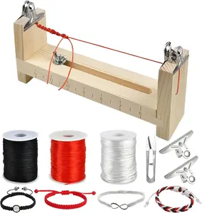 Paracord Bracelet Jig,  Bracelet Maker with 3 Rolls Nylon String, 1.5mm Nylon Cord for  Making, Lanyards, Chinese Knot (Black, White, Red)