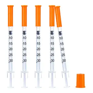 100 Pack 31G-1/4"(6mm) 0.3cc/mL Jeringa Disposable Liquid Measurement Lab Tool Individually Wrapped