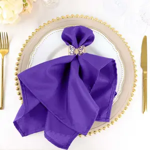 5 Pack Polyester Napkins 20"x20" Purple - Durable & Wrinkle Resistant Dinner Napkins