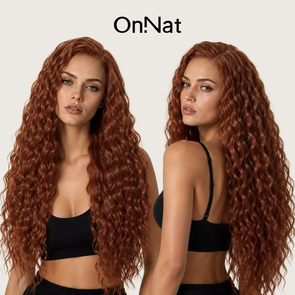 Merida - OnNat 28 Inches Copper Brown Water Wave Curly Pre-cut Glueless Left Side Part Closure Wigs with Natural Hairline & Realistic Scalp Look