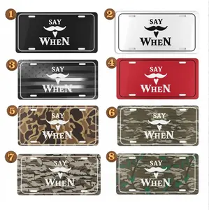 "Say When" Tombstone Quote Front License Plate - Doc Holliday Mustache Aluminum Car Tag - Western Outlaw Vanity Plate - Gift for Movie Fans