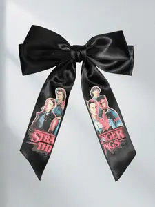 1pc Stranger Things Oversized Bow Hair Clip - Upside Down Inspired Ribbon, Soft & Statement
