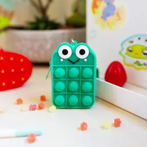 Frog Pop-it Fidget Bag with Keychain Clasp Silicone Cute Accessories Purse
