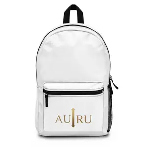 AU|RU Arrow Logo Backpack — Minimalist Gold Logo Daypack