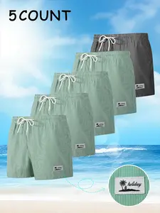 Men's Striped Beach Shorts, Summer Breathable Quick-Dry Swimming Gym Shorts, Swimwear Shorts, Drawstring Swim Bottom, Triangle Mesh Lining, Casual Vacation Wear, Comfortable Men's Clothing, Quick Dry Trunks