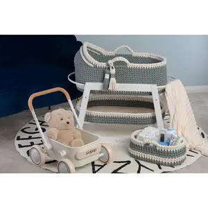 Custom Baby Moses Basket, Storage Basket, & Diaper Caddy Set
