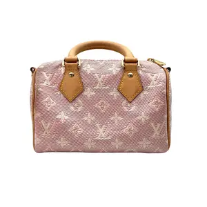 Pre-owned Louis Vuitton Coated Canvas Shoulder Bags Pink Iridescent Monoglam Speedy 20 Bag LV2555