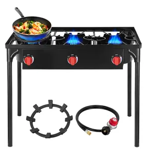 Bestfire Professional 225K BTU Camping Stove | Triple Burner, High-Pressure System & Portable Detachable Legs for BBQ, Baking, Frying
