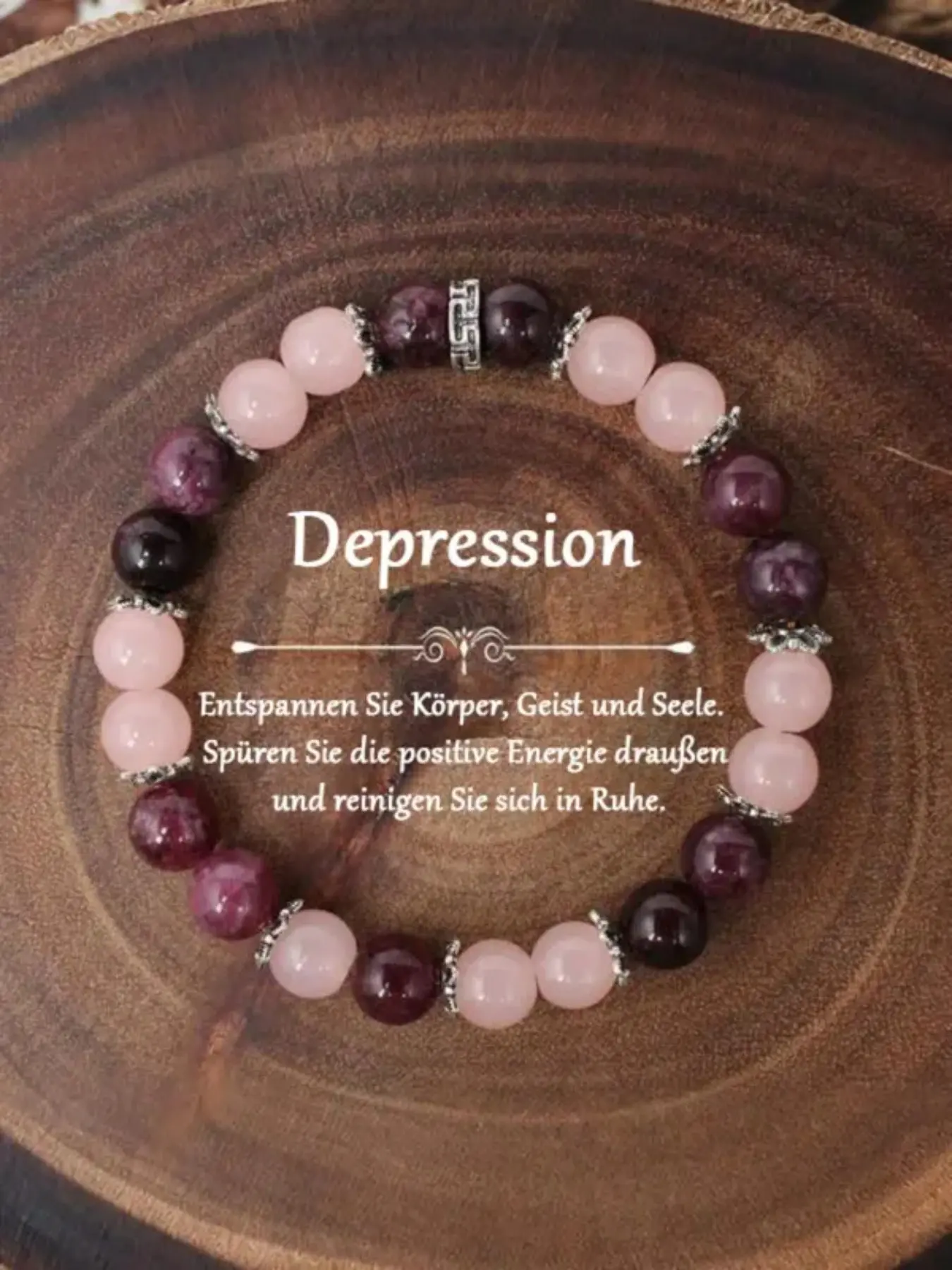 Healing Crystal Bracelet for Depression, Rose Quartz Anxiety Relief Jewelry, Natural Gemstone Stress Relief Wristband, Mindfulness Accessory, Calming Energy Bracelet, Self-Love Jewelry, Wellness Gift, Stress Alleviation, Boho Chic Bracelet