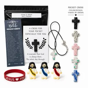 Emergency Faith Kit | Inspirational Christian Gift Set with Bible Card, Pocket Cross, Necklace, Bracelet & Mini Jesus Figures