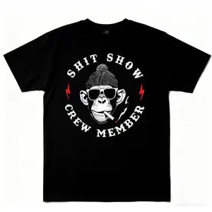 SHIT SHOW CREW MEMBER For Smoking gorilla Graphic Tee Shirt y2k cotton fashion Streetwear humor Comfort four seasons Shortsleeve Casual Unisex Holiday gifts
