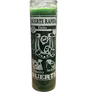 Luck Candles Suerte Rapida Exitos Dinero Pata de Oro Green Candle for Good Luck and Success