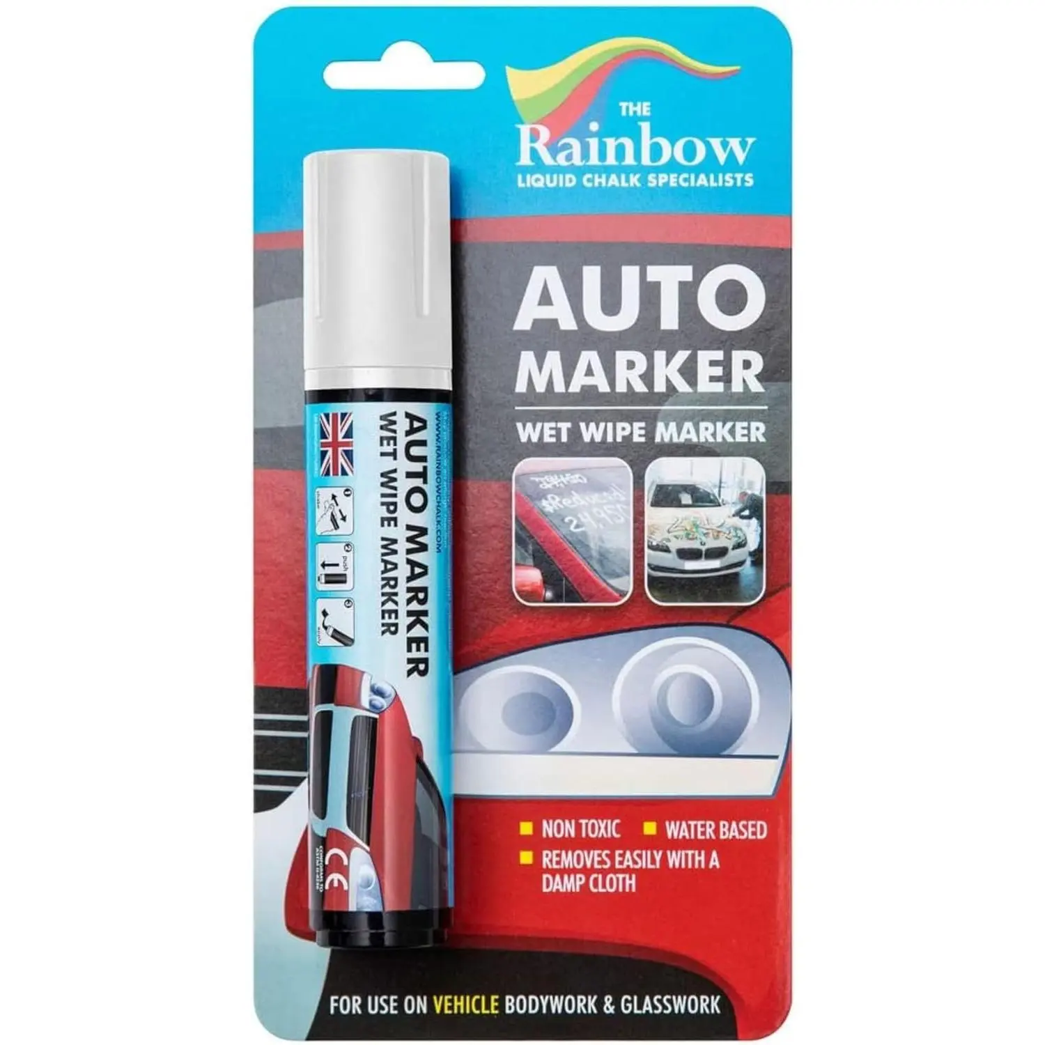 Window Markers for Glass Washable Car Window Paint Pen- Dry Erase Liquid Chalk Marker Car Decorations on All Surfaces, Tire, Windshield - Auto Marker, Autowriter, Rain Resistant (White, Jumbo Tip)