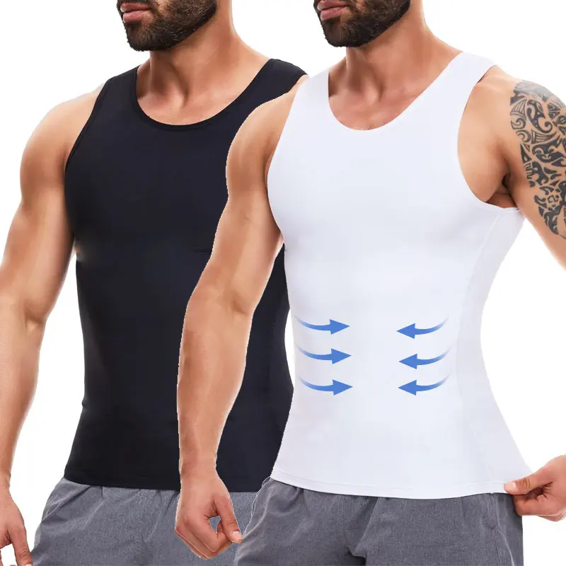 CATTIBOR Men's Compression Shapewear Tank Tops (1/2/3/4 Pack) - Mens Clothing, Tummy Control Underwear, Fitness Activewear for Yoga, Running