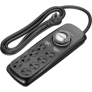 Mechanical Timer Power Strip with 8 Outlets, 6FT Power Cord & Flat Plug, Overload Protection Mechanical Timer, Outlet Timer Indoor for Tanks, Aquarium, Grow Lights, Reptile Light, UL Listed