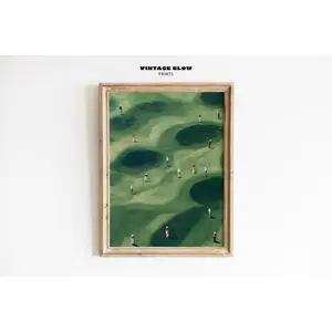Minimalist Golf Print | Tiny Golfers Wall Decor | Vintage Green Sports Poster | Abstract Printable Gift for Golf Lovers | Wall Decor