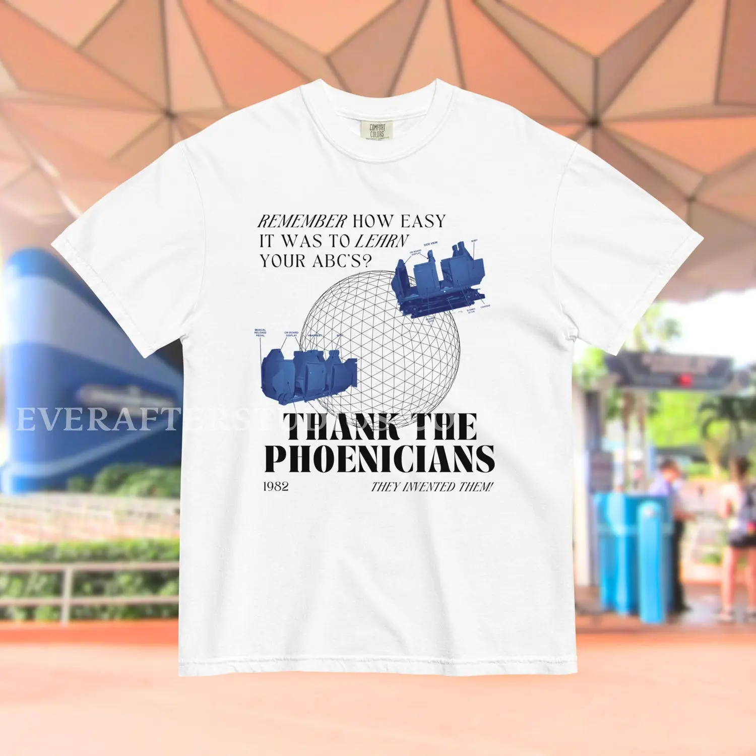 Spaceship Earth Shirt, Thank the Phoenicians Graphic Tee, EPCOT Theme Park Vintage Inspired Shirt, Flower and Garden Festival Outfit 1I59F