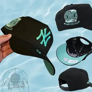 New Era 9FORTY New York Yankees Adjustable Baseball Cap – Black Curved Brim MLB Hat with Mint Green Embroidered NY Logo Streetwear Style, Adjustable Design, Streetwear Fashion Trend, Urban Casual Style, Limited Edition Collector