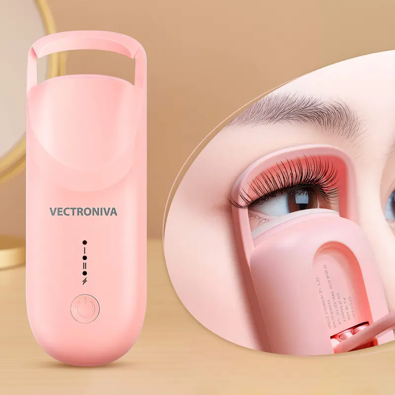 Vectroniva Heated Eyelash Curler – 2-Level Smart Temp Lash Lifter | Type-C Rechargeable, 10s Fast Heat, 24H Long-Lasting Natural Curl, Portable Travel Size