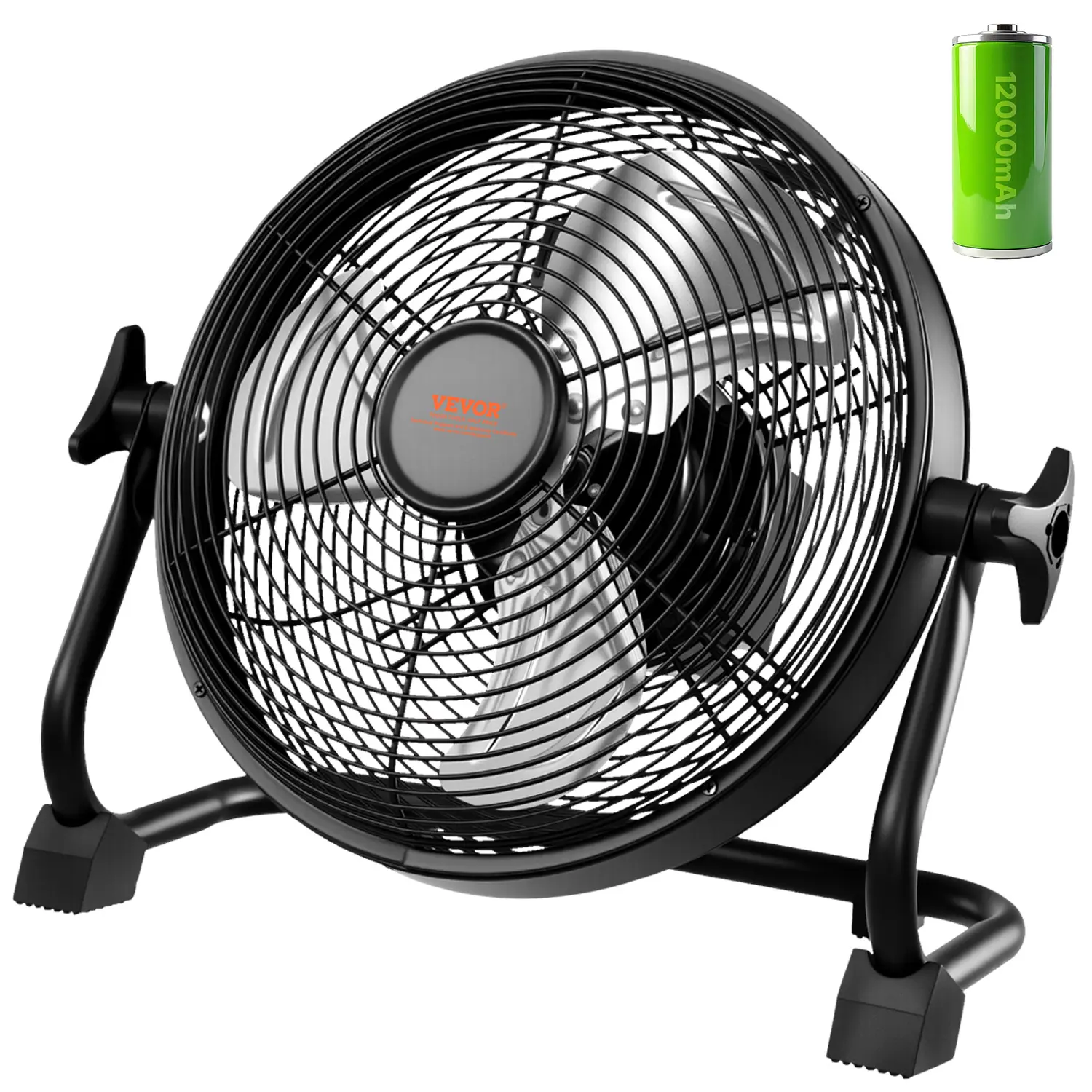 【fathersdaygift】VEVOR 10-in Battery Powered Portable FanAdjustable 360-Degree Manual RotationHigh Velocity Camping Fan with Metal FrameCopper Brushless MotorRechargeable for FishingPicnickingBattery Powered FanAdjustable Fans, Battery Powered Fan, Father'