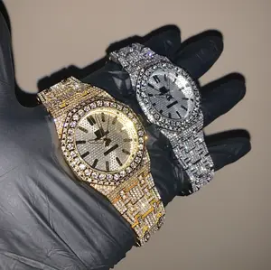 18k Gold/White Gold Unisex Octagonal ICED-OUT Bustdown Hip-Hop Watch