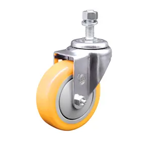 Service Caster Brand Replacement for Colson Caster 2.04254.95 MTG10 - Polyurethane Swivel Threaded Stem Caster with 4" Yellow Wheel and 1/2" x 3/4" Stem - 350 lbs Capacity/Caster