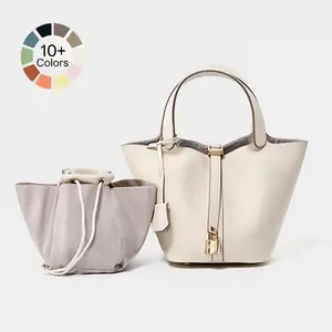 Women's Fashionable Plain Color Leather Bag with Lock Design Casual Versatile Handbag for Daily Use Trendy All-match Purse gym bag 10+ Colors