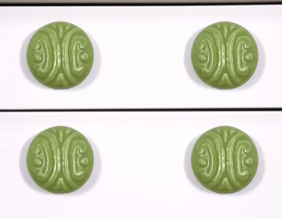 HomeRoots 635756 Artisanal Hand Painted Green Embossed Ceramic Mushroom Cap Drawer Pulls-Doorknobs, 6-Piece Set, 1 Size, Screws Included, Durable Door Hardware for Bedroom, Enhances Aesthetics, Transforms Furniture Look