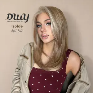 Isolde -DWY Mono Lace Front Free Part Mid-Length Straight Blonde with Highlights Glueless Synthetic Wig for Women 18 Inches