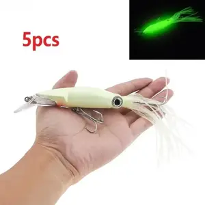5Pcs Oyster Shaped Luminous Fishing Lure Set, Glow in The Dark Artificial Bait with Sharp Hooks, Bionic Realistic Design, Wear-Resistant Hard Tackle, Portable Outdoor Angling Accessories, Versatile Fishing Gear for Freshwater and Saltwater Fishing
