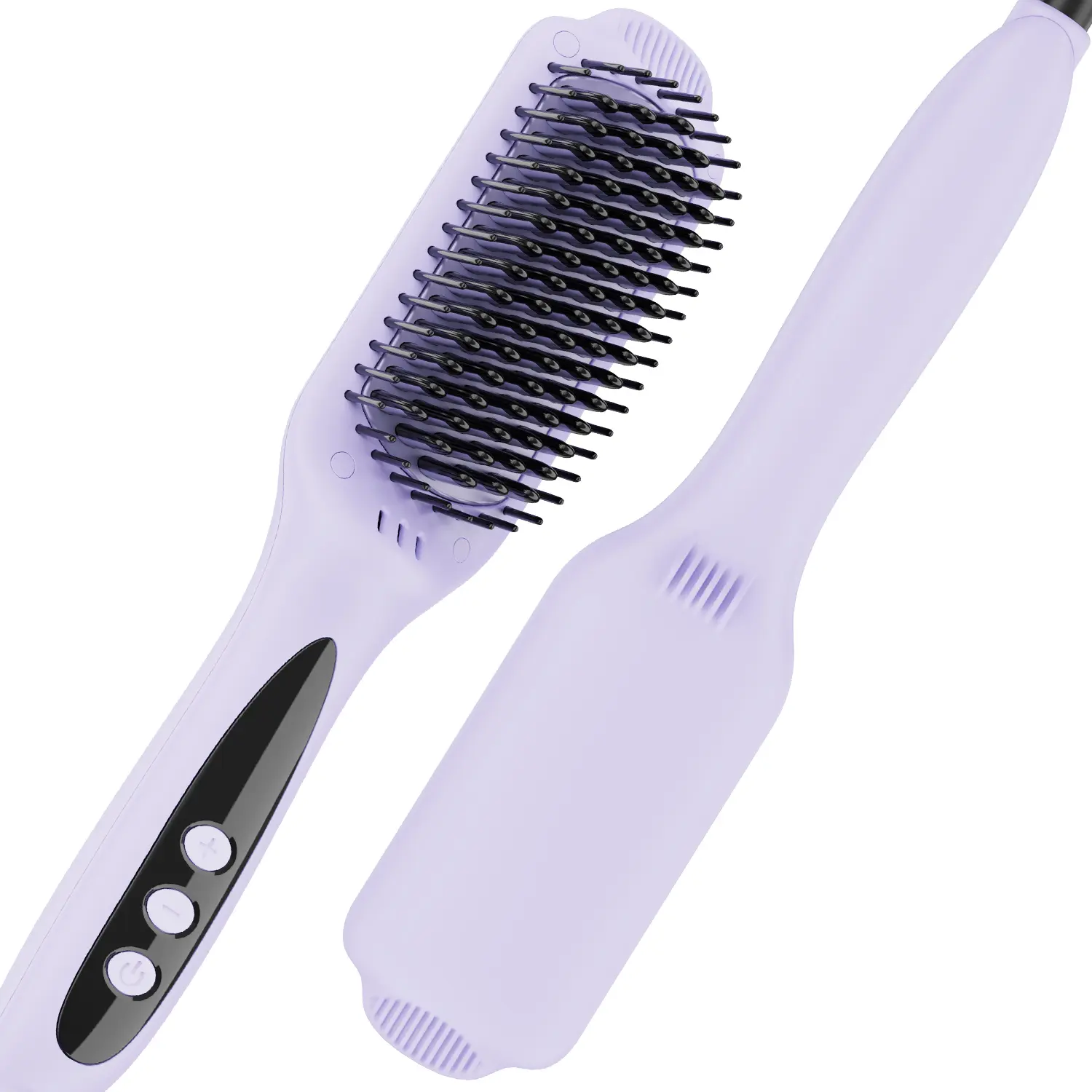 Ionic Hair Straightener Brush for Women, Dense Bristles Straightening Brush for Thick Curly Hair, 12 Temperature Settings, Dual Voltage, Salon-Quality at Home - TikTok Shop Ionic Hair Straightener Brush for Women, Dense Bristles Straightening Brush for Thick Curly Hair, 12 Temperature Settings, Dual Voltage, Salon-Quality at Home - TikTok Shop