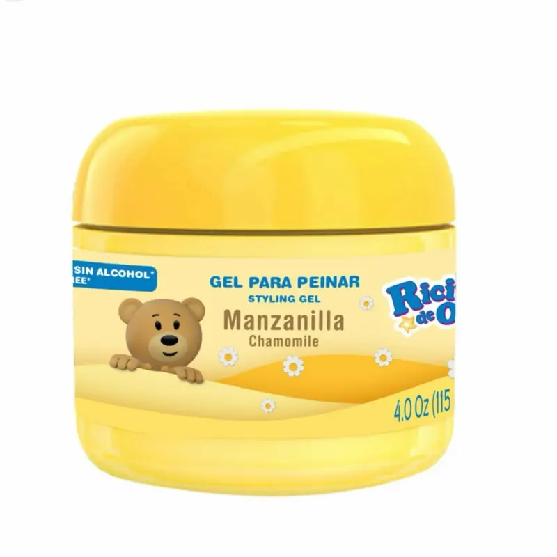 Ricitos de Oro Manzanilla Ricitos de Hair Gel Alcohol-Free Chamomile Extract Gel for Daily Use Lightweight Frizz Control Shiny Smooth Formula 4.0 Oz Gentle Haircare Nourishes Healthy