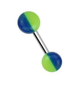 14G Green - Blue Glow in the Dark Barbell