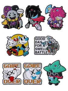 8pcs/set Adventure Game Enamel Pins Collectible Pins Alloy Brooch Pin Decor Pins Deltarune Triangle Symbol Cuphead Gmae Characters Kris Susie Metal Brooches Lapel Backpack Badge Fashion Jewelry Accessories Gifts for Friends