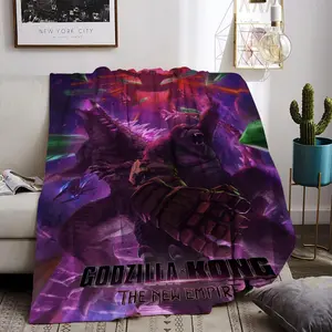 Godzilla x Kong Throw Flannel All Weather Blanket Kneeling Blankets Fluffy Warm Winter Blanket Blankets on Offer Home Knee Throw Wearing Microfiber