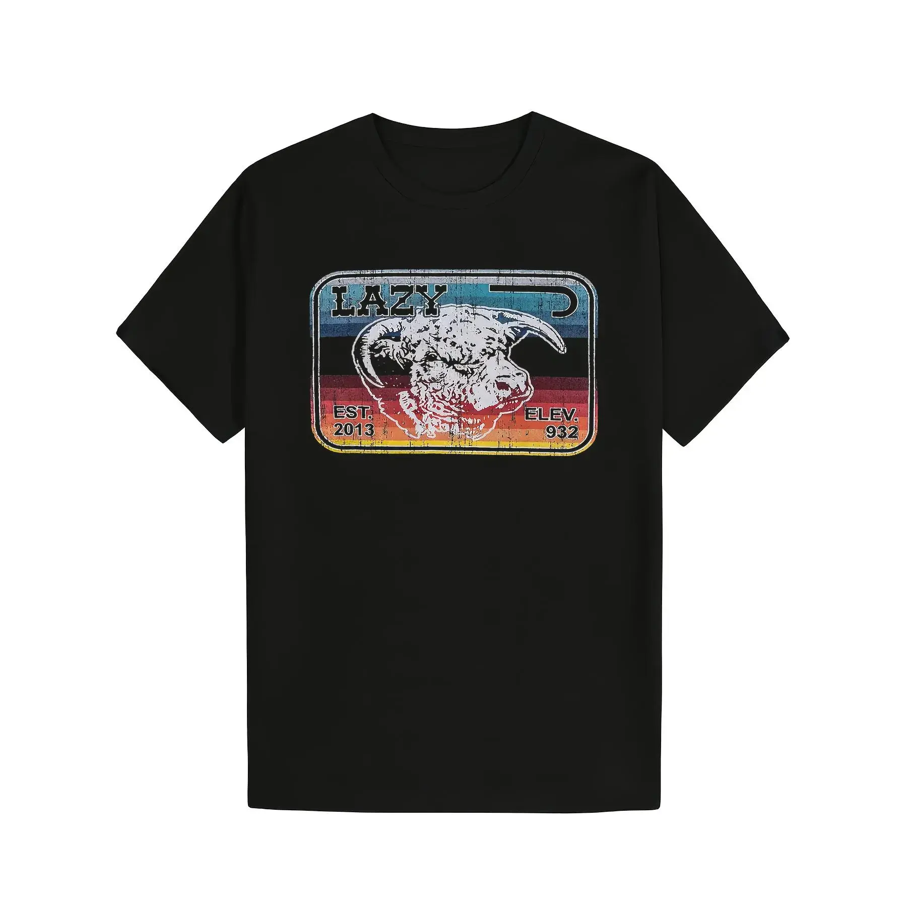 Men's Classic Printed Graphic Short-Sleeve Tshirt - Lazy J Ranch Serape Elevation Cotton Top, Round Neck, Soft Fabric, Casual Streetwear, All Seasons Menswear