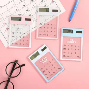 Transparent Cute Cartoon 8-digit Calculator Solar Energy Mini Portable Calculator School Supplies Kawaii Stationery