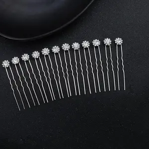 12 Pack 2.75 Inch Wedding Hair Accessories Bride's U-shaped Diamond Hairpin Beauty & Personal Care